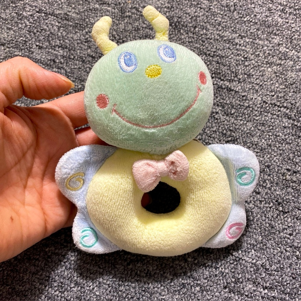 Vintage Soft Dreams Butterfly Plush Rattle 5” Cute Pastel Colors Small Plush VTG